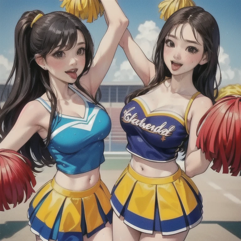 Red yellow black cheer leader hello kitty