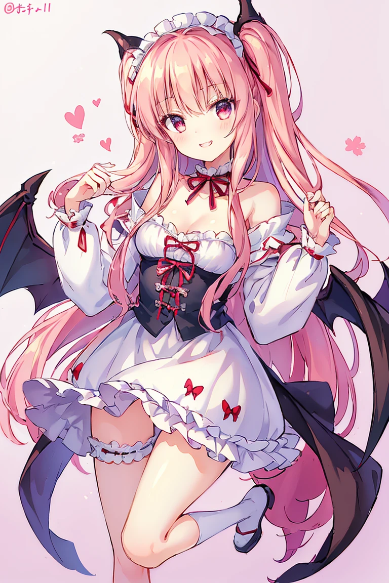 girl,Wearing pantyhose or stockings only on the lower body,smile,cute pose,cute devil horns