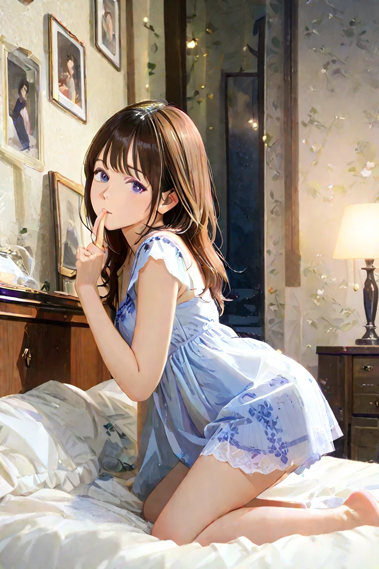 Vivid colors、highest quality、8k quality、Beautiful cleavage、Off-the-shoulder dress、Beautiful Style、tall、Small breasts、Shooting from the side、Bare buttocks、Small Ass、Short Bob、Shy face、grab the skirt,nude legs,nude arms,Small face、lean against the wall、ultra detail eye、Natural light、bar、clear outline、elated face、careful eyes