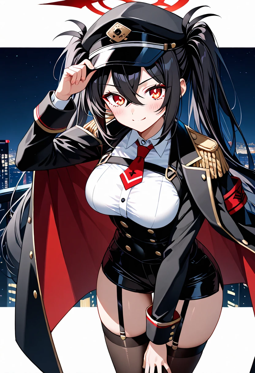  (1girl), (solo), 
Kilika Rouran, black hair, long hair, blunt bangs, hime cut, green eyes, medium breasts, jewelry, earrings, 
blush, lipstick, fur trim, mature female, gloves, fur-trimmed coat, outdoors, rooftop, cityscape, building, railing, night sky, scenery, city lights, masterpiece, best quality, highly detailed, a girls with a gun, open mouth, blazer, sexy gaze, (nsfw) not
safe for work, badass pose , evil smile, smile, black bra, anime girl with long hair, long haired girl,
navel, evil expression, exposed belly, exposed navel, exposed midriff, exposed lower belly, micro
miniskirt, micro pencil skirt, pencil skirt ,holding a gun,