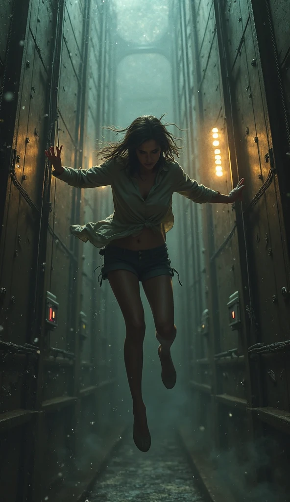 Image of a girl escaping from captive, realisitc image