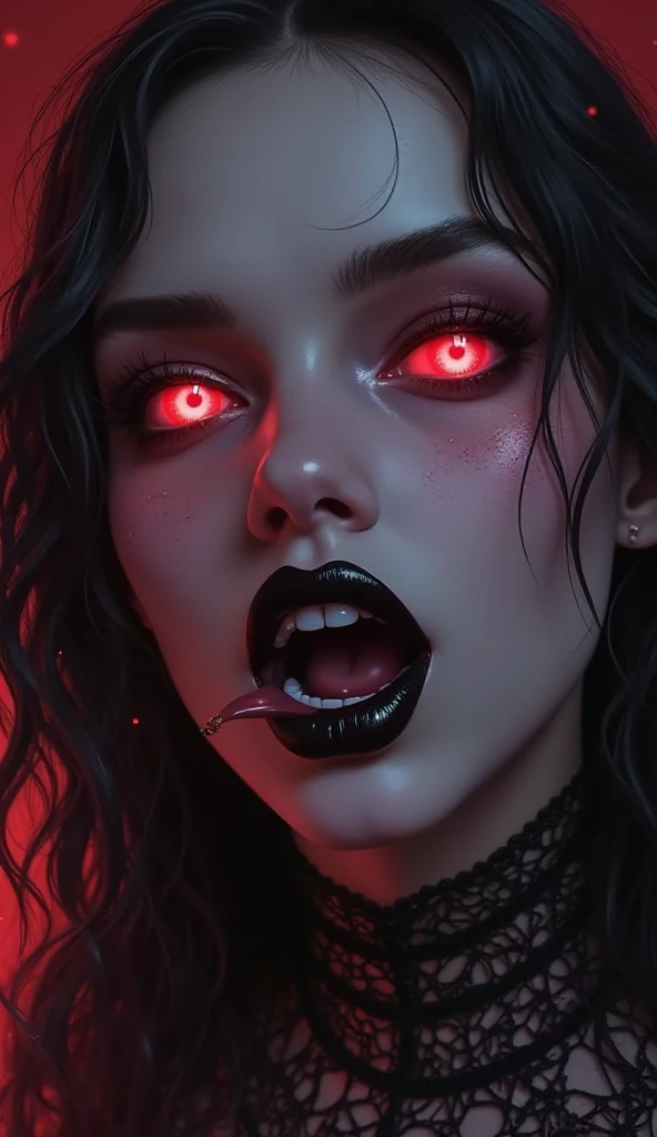 (best quality, hyperdetailed photography:1.2), beautiful lady, freckles, gothic,dark makeup, soft light, (massive perfect breast), cover, (detailed beautiful face, detail skin texture, ultra-detailed body:1.1) (sexy vampire girl), red eyes, closeup portrait,,, moonlight,,, dark fantasy,