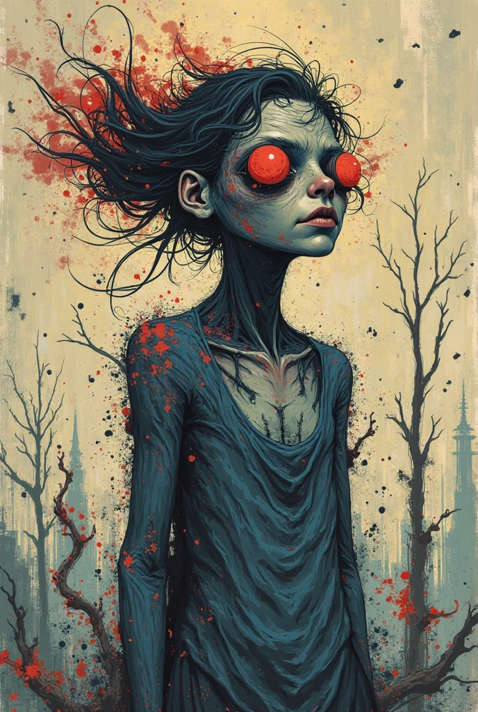 Create an animation-type drawing that reflects schizotypal disorder