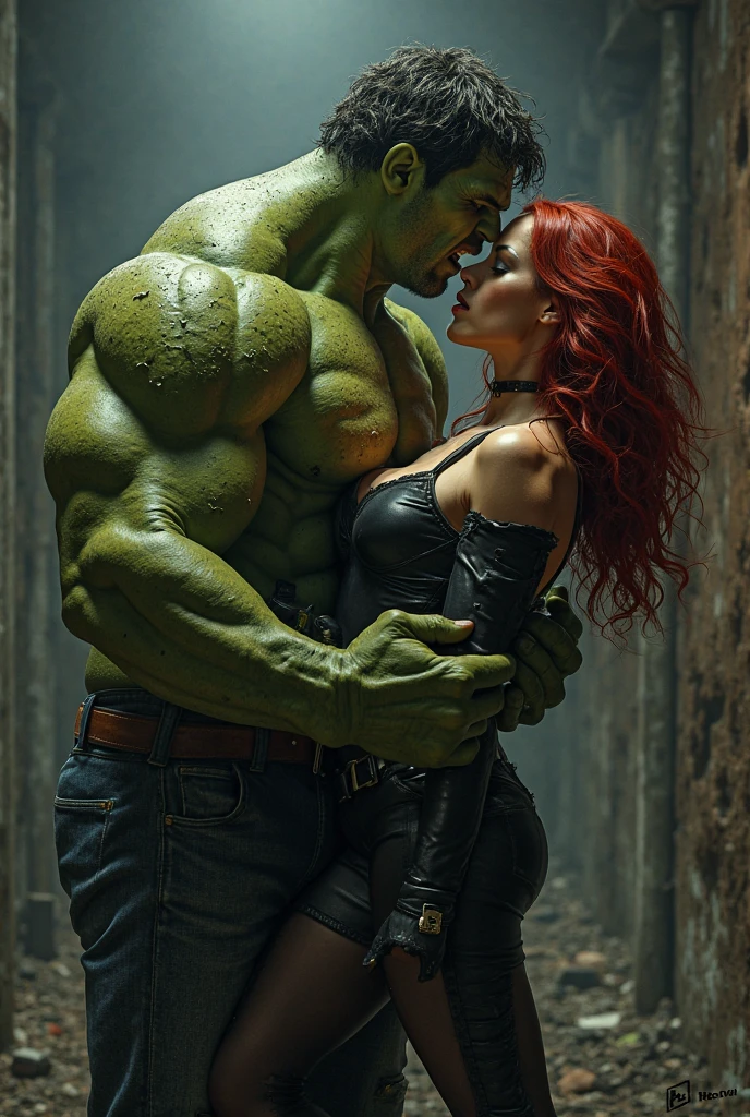 big male handsome green zombie with big fat penis fucking a big boob hot blonde hair white girl in pussy from behind and girl is without any clothes with very huge boobs