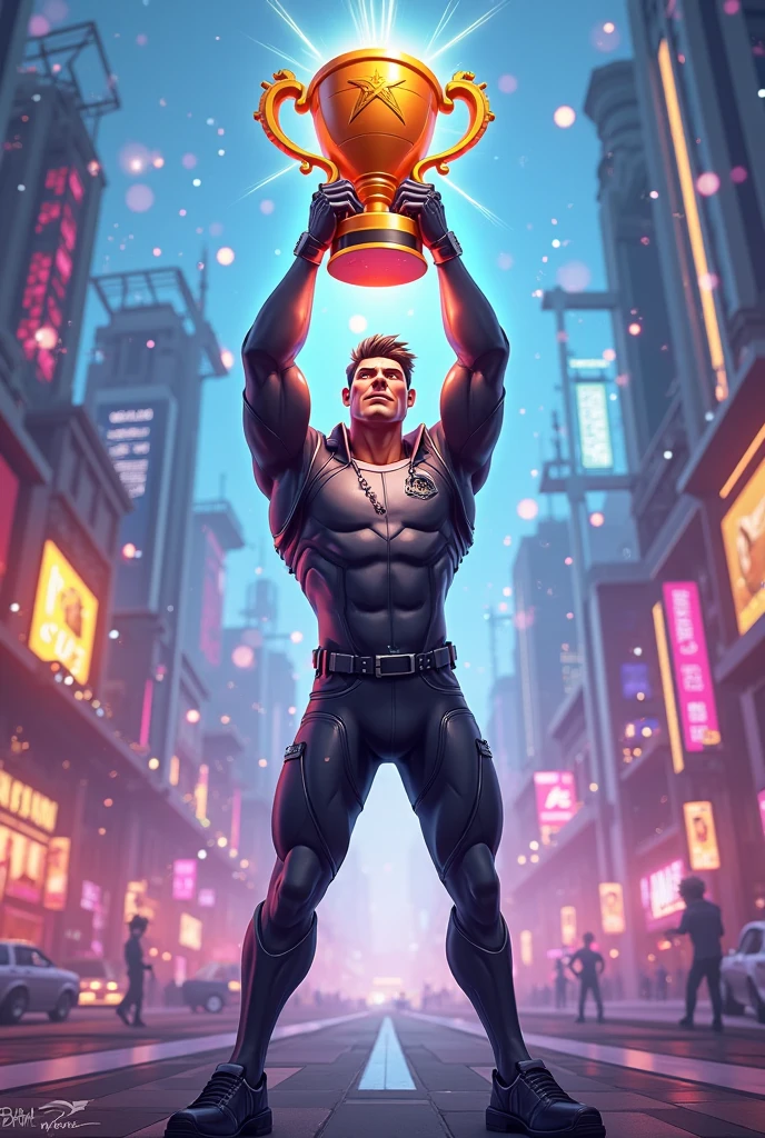 A bodybuilder 1 in his one hand their is human real heart and in other hand their is a small pen and he surroundings is covered with the dangerous and terrifying city full of aesthetic things 