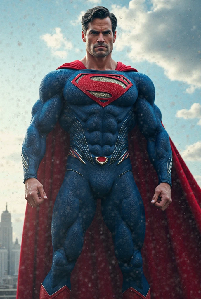 Henry Cavill as Superman ((Best Quality, 8K, ultra-detailed, Masterpiece: 1.3)), 1boy, shiny skin, sharp, Perfect Body Beauty, realistic shaded perfect body, The image is primarily composed of white, black, and royal blue colors. The artwork is created with abstract shapes and lines, resembling brush strokes. It has a poster art feel to it. The main focus of the scene is superman muscular body. Wearing only small micro thong, The lighting and shadows play a crucial role in enhancing the mood of the artwork. The style of the image is influenced by the works of Malcolm Liepke, known for his dynamic and expressive paintings. Depict the model partially concealed by a sheer fabric or drapery, leaving much to the viewer's imagination. Use subtle details to hint at hidden desires. symbolic elements that convey a deeper meaning or narrative