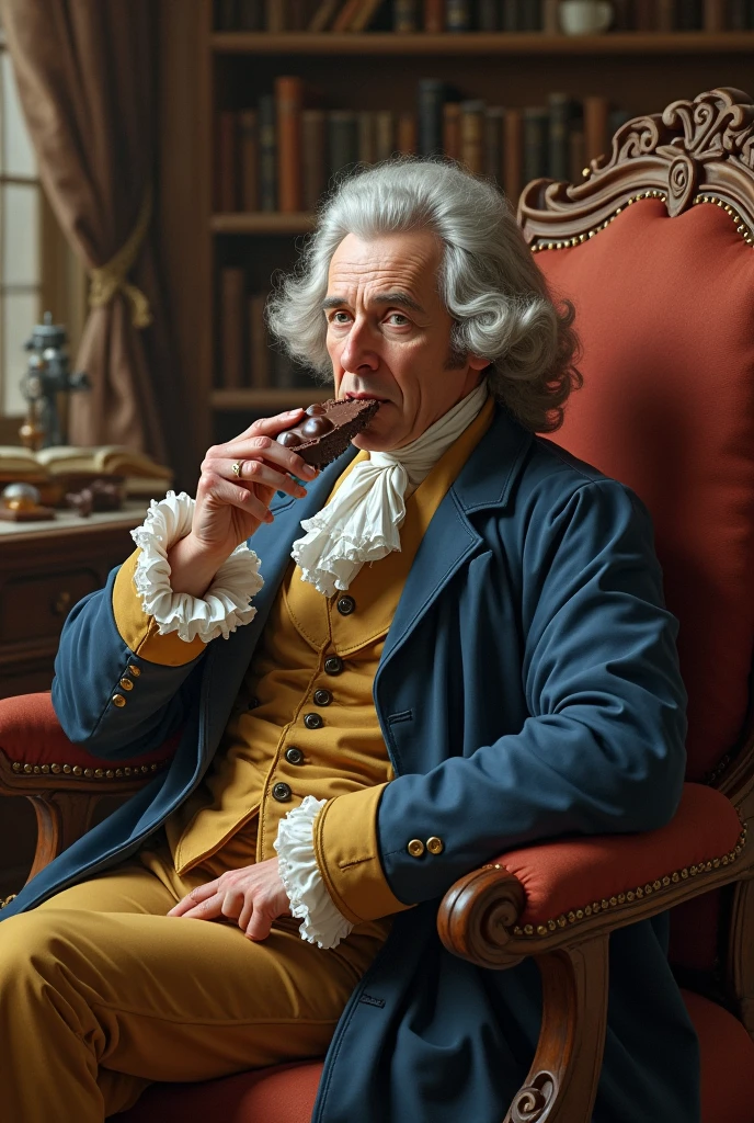 Louis XVI of France eating an ice cream, digital painting, realistic, artstation,