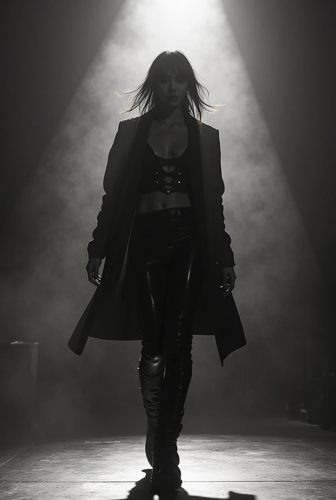 epiCSepia, fashion photography, witch, a redhead woman in a leather witch bodysuit, witch outfit, leather lace, leather lacework, very long hair, with many (crows:1.2), Heirloom Jewels, Showcasing luxurious jewelry by striking poses that emphasize the beauty of the pieces, A shadowy figure emerging from the darkness, half-hidden, half-revealed by an eerie light source, glossy skin, vintage photograph,, eerie tombstones, creeping fog, and a spectral atmosphere, classic horror films, full-frame DSLR camera with low light settings, mysterious, chilling mood , minimalistic fashion portrait, stark lighting, medium-format camera, and bold posing, emphasizing high fashion, dramatic lighting, and black and white, art by Richard Avedon. <lora:epiCSepia:1>