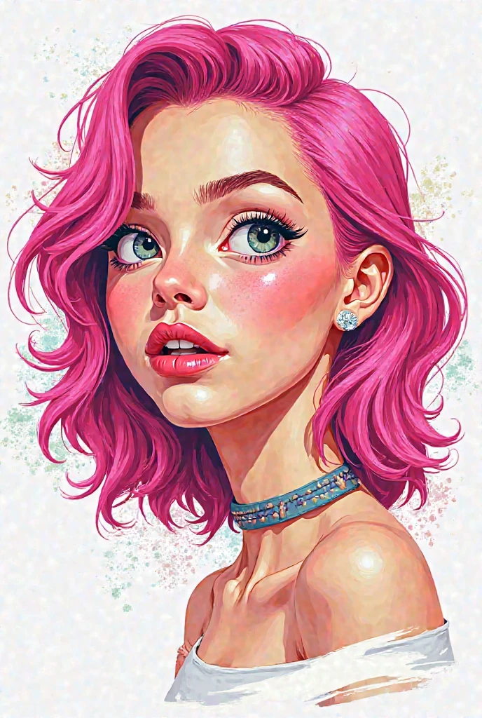 ultra realistic, japan manga, woman, pink hair, funny, cut
