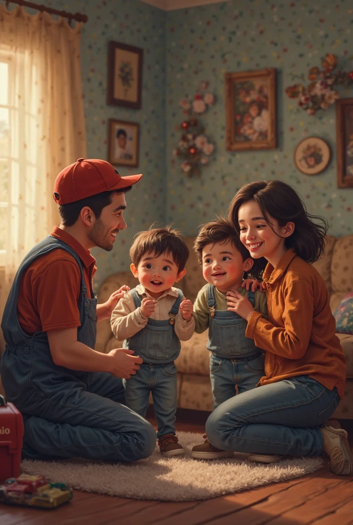 Date: 1955
Country: United States
Description: In a suburban backyard, a family enjoys a picnic on a checkered blanket. The father, dressed in a suit, proudly mans the grill, while the mother in a floral dress tends to the children's laughter-filled activities.