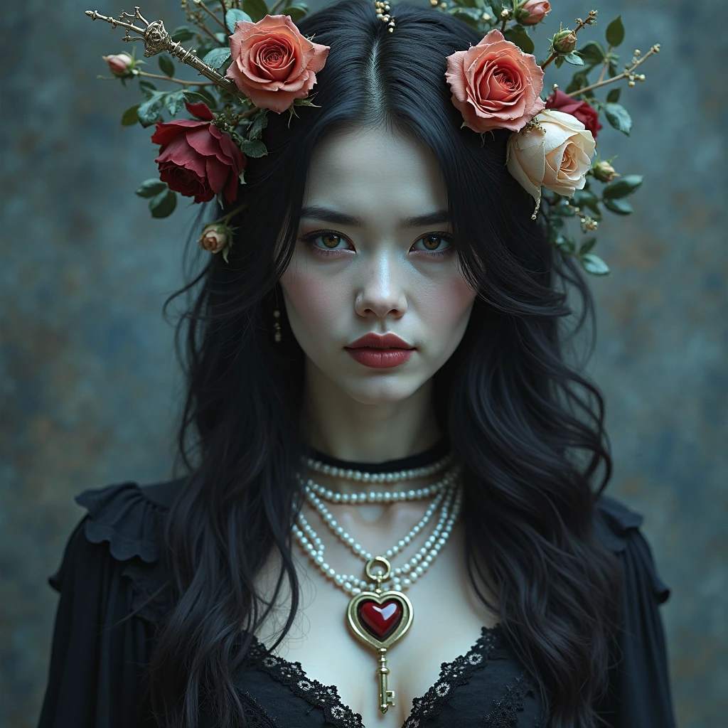 a skull with roses and leaves on its head, skull made of red roses, fantasy skull, highly detailed dark art, sacred skull, 8 k altamente detalhado, Death skull, 8k detailed art of high quality, Dark digital art, but detailed, adorned with demonic skulls, 4 k highly detailed art, high detailed digital art, gothic art