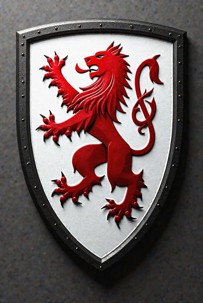 The team shield with the colors black, white and red. Black is the entire shield, white is the symbol and red is the Lion symbol