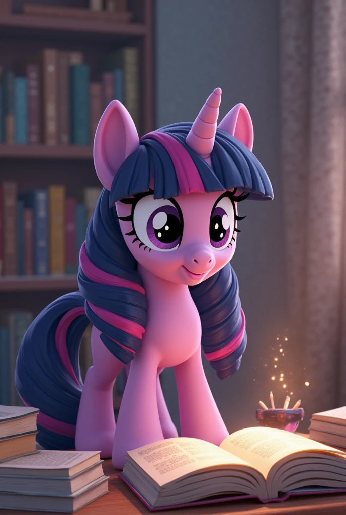 pony Twilight Sparkle is reading a book
