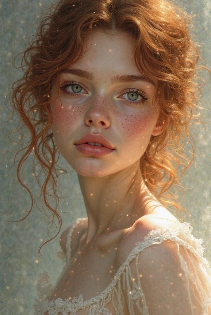 the photo of the most elegant woman in the world, surrounded by an aesthetically pleasing (hazy mystical aura:1.2). her skin is to be highly detailed showing her pores, freckles and wrinkles, and the background needs to be sharp and high resolution