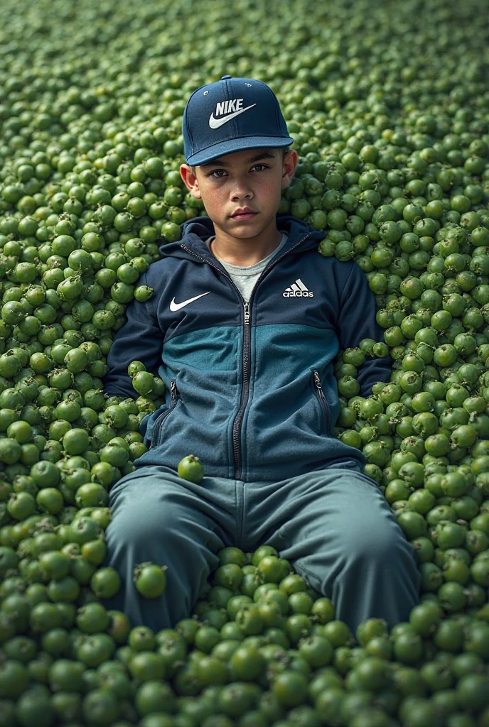 Best quality, offical wallpaper, 1boy, Drink soda in a lemon garden, Realistic, Photorealistic, (EOS R8,50 millimeters,F1.2,8K,RAW photo:1.2), Bokeh,shorter pants,sockes,athletic sneakers