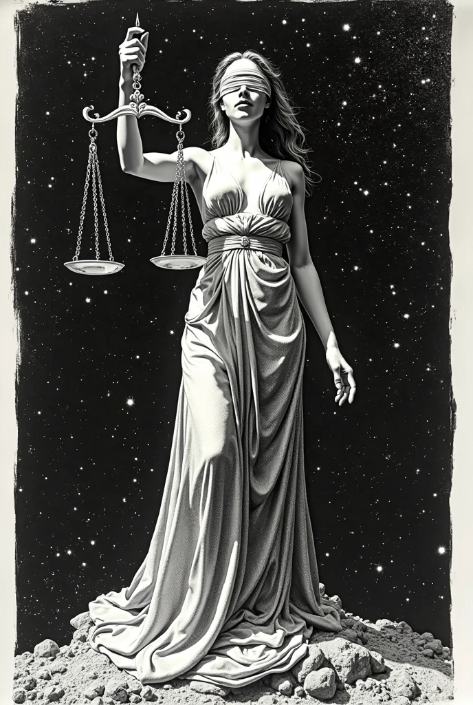 a lady holding a scale and a sword in her hand, Greek Titan goddess Themis, by Pablo Munoz Gomez, justice, zodiac Libra sign, by László Balogh, by Nicolas Marsicano, Libra, Libra symbol, Lt. Alexander Kucharsky, Lt. Eugeniusz Zak, by Ignacio Zuloaga, "A lawyer represented as Lady Justice.. She is dressed in a tailored dark grey Grecian dress with a white blouse, standing confidently. She is wearing a blindfold, symbolizing impartiality, and holds a pair of traditional scales in one hand and a book in the other. His expression is calm and determined... The background shows the Olympus of the gods