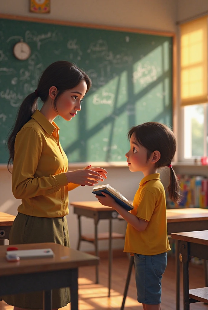 Girl sitting on a paddle bench with a teacher touching her shoulder in an awkward, harassing manner