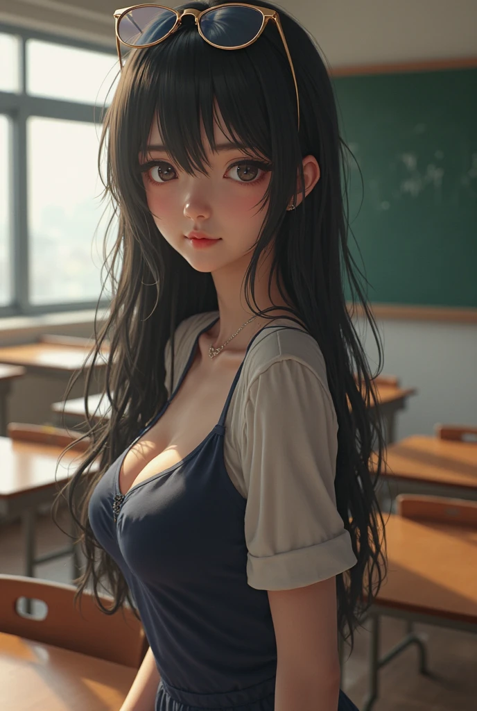 School girl wear white bra in the school