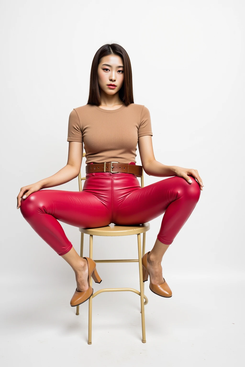Colorful Leather Pants White Background Skinny Brown Belt SeaArt AI colorful-leather-pants-white-background-skinny-brown-belt-seaart-ai