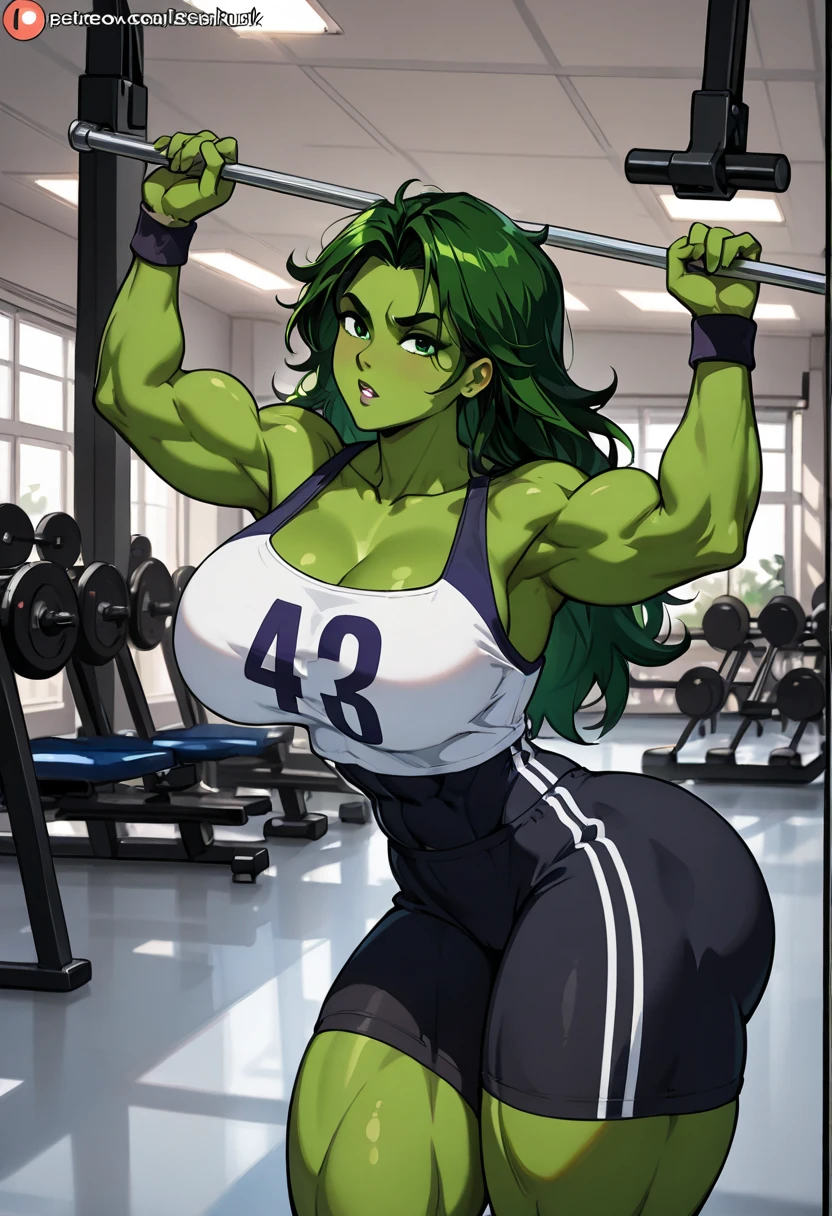 girl,best quality,green skin,hulk girl,blackboard,torn clothes,writing,Glasses , she-hulk, she-hulk, muscular girl, Alternative muscle size, Bulky,Muscle legs,thinking, Portrait shoot,  The art of math, 