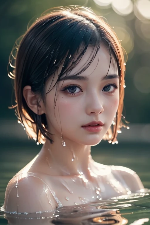 (Best quality, 4k, Masterpiece :1.3), pretty woman, 1girl, sexy :1.1, dark brown hair: 1.1, (rainy wet, wet from rain, wet body :1.2), white tank tops, ultra-detailed face, detailed lips, detailed eyes, double eyelid