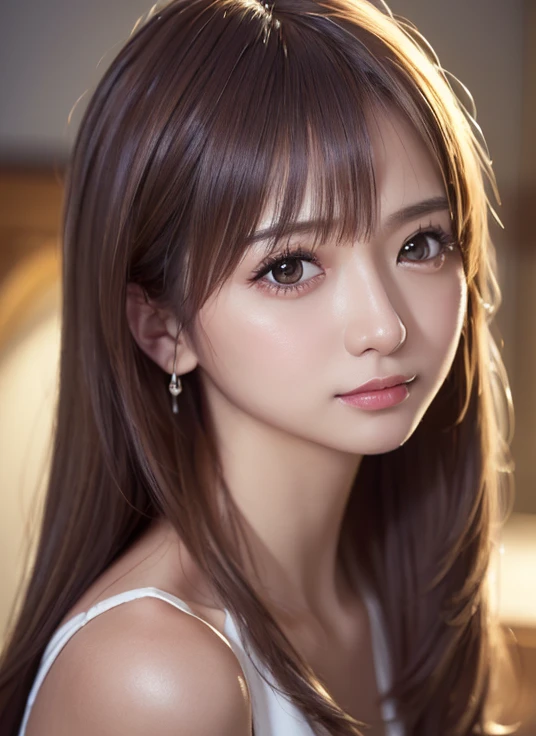 Beautiful woman、Japanese、solo、Lace bra、Brown eyes、Upper Body、blush、Love Hotel