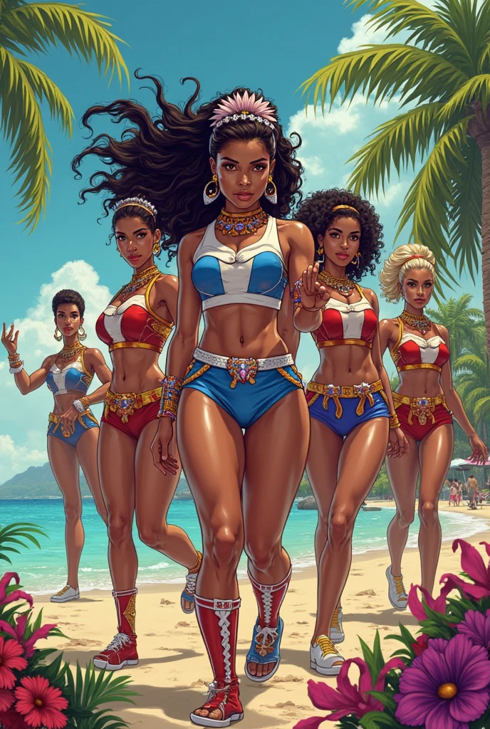 A hot Milf shows off her sexy ass to some black butch lesbians at the park, (big ass), realistic, sexy, nsfw