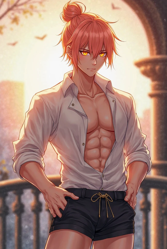 16 year old boy. Red hair, shorts, naked