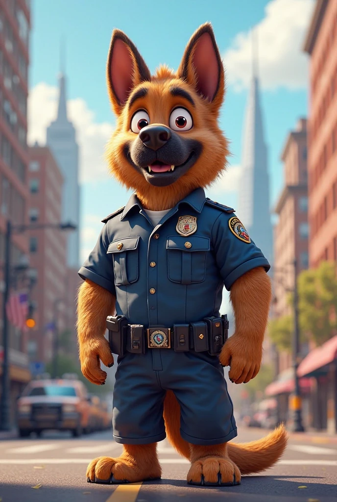 (by spiritd, by honovy, by zenthetiger, by zaush), nick wilde, male, fox, solo, necktie, safe, clothed, green eyes, police uniform, standing, city, street, tokyo, akihabara, neon lights, night, tail, hypnotized with completely spyral glowing purple eyes with no irises or pupils, tongue out,
