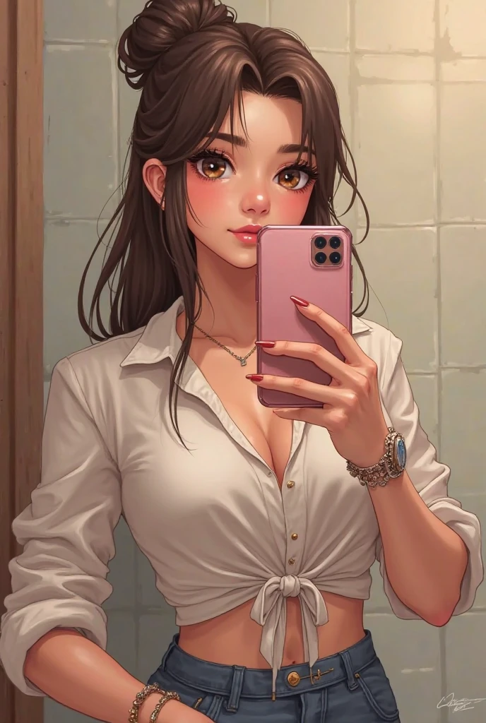 ((Best quality, 8k, Masterpiece: 1.3)), Sharp focus: 1.2, A beautiful woman with perfect body: 1.4, Slim abdomen: 1.2, ((Layered haircut, Large breasts: 1.2)), (no bra) (Small and beautiful hard nipple) (Thin and damp button up to shirt length: 1.1), (White shirt wet by rain), (Rain, Street: 1.2), Wet body: 1.1, Highly detailed face and skin texture, Detailed eyes, Double eyelid,