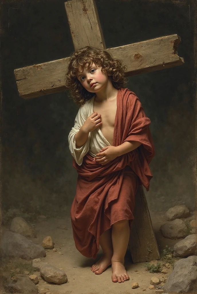 Jesus Christ angry on a small baby and crucified a  baby on cross.