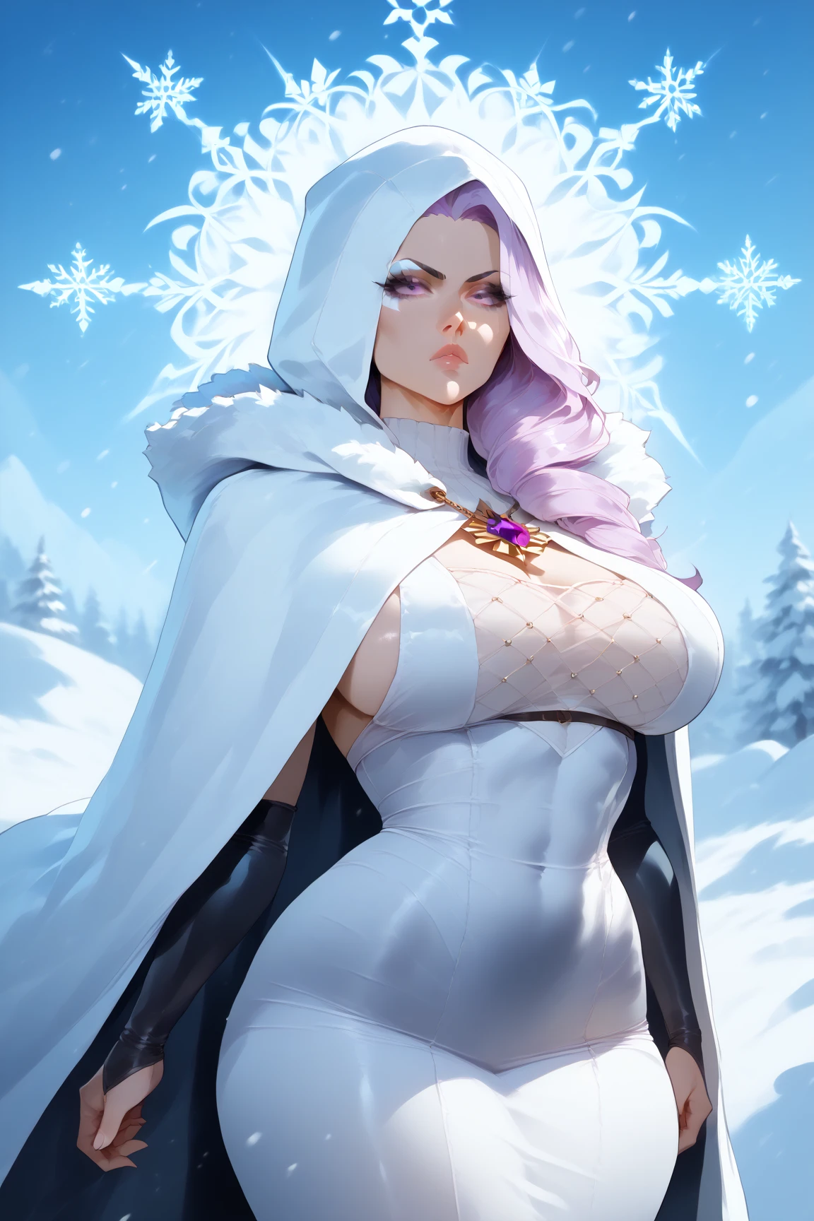 Cape, white as snow hair