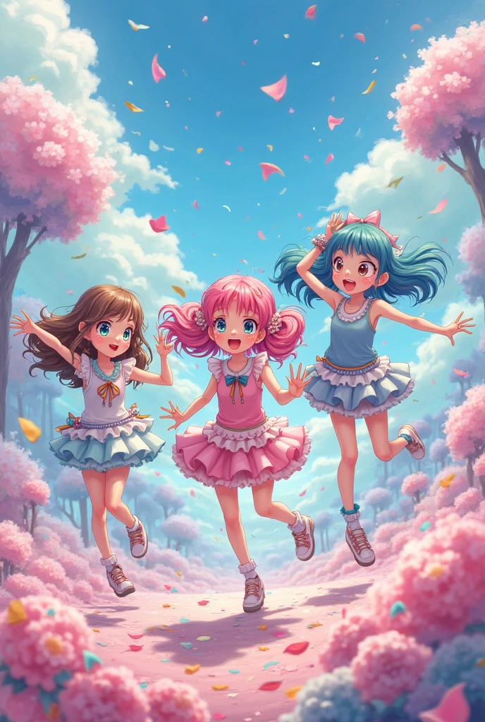 (best quality,4k,8k,highres,masterpiece:1.2),pixel art,girl jumping and running,pastel colors,soft lighting,emphasis on movement,playful expression,grassy field,coloful flowers,flowing hair,animated background,expressive eyes,bouncy legs,twinkling stars,delicate details,cute outfit,energetic poses,vibrant atmosphere,comic book style,whimsical elements,eye-catching composition,stylish sneakers,striking contrast,fantasy-like feel,joyful character,sketchbook-like textures,light and airy mood,shadows adding depth,life-like animations,colorful trail following her movements,creative and dynamic poses,imaginative background,exaggerated proportions,dynamic lines,girlish charm,euphoric atmosphere,quaint environment