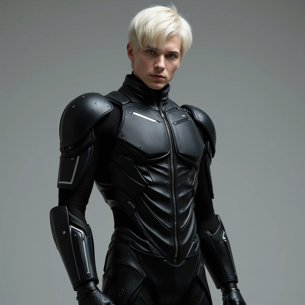  full body photorealistic handsome Hunky white haired Jack Frost wearing a white and silver micro honeycomb textured filigree latex spandex and gloves , standing firmly face frontal camera focus asymmetrical face details,charachter, beautiful, devian art, trending artstation, digital art, detailed, realistic, humanoide, character,cinematic sho ,cinematic lights, high textures, high resolution, dreamlikeart, 8k, highly detailed, stabilized diffusion. Detailed face and fingers.