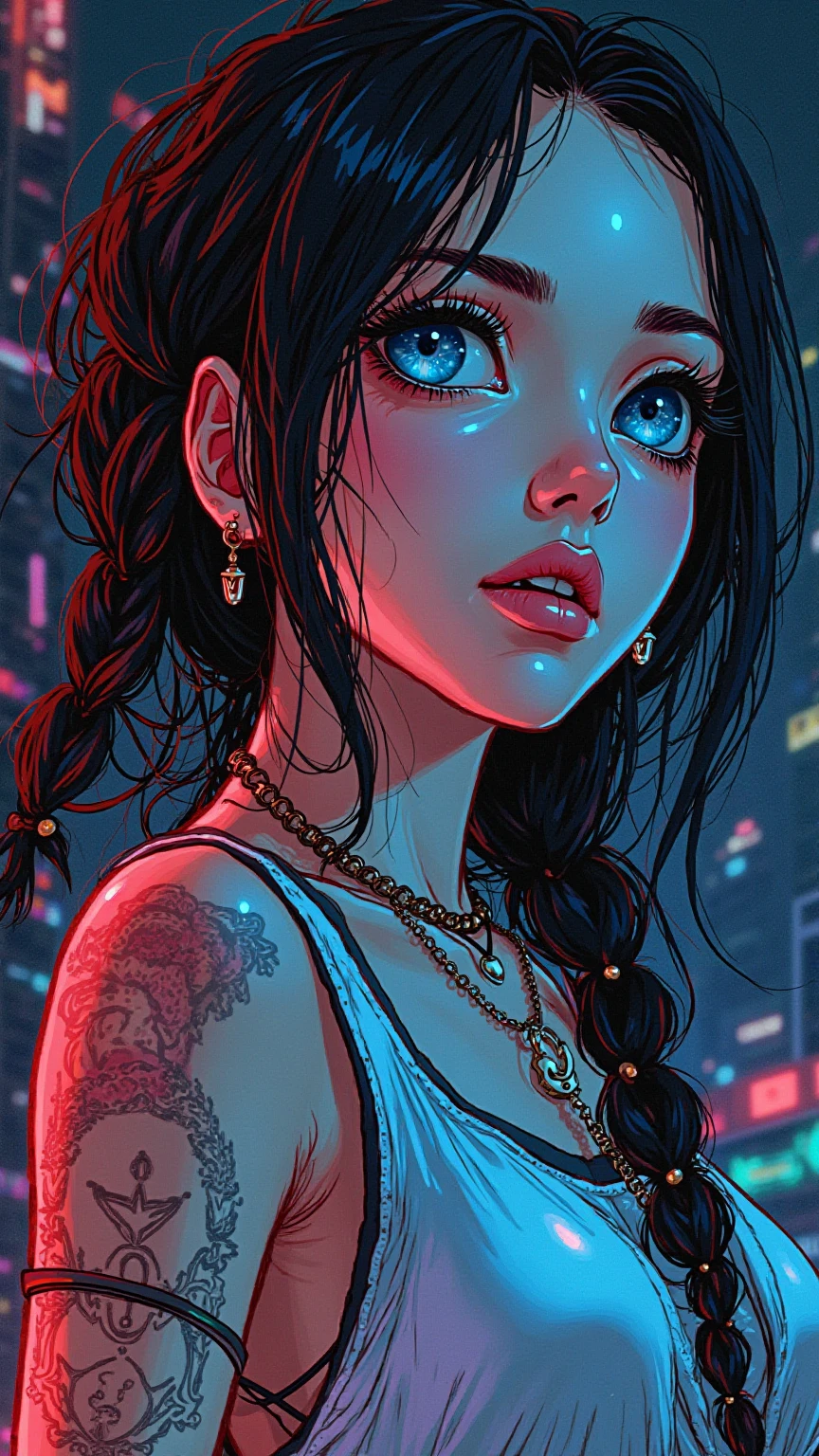 (masterpiece:1.2),(Highest quality),(Super detailed),(Ultra-high resolution),(Best illustrations),8k,wallpaper,(1 female),whole body,The theme is atonement,psychedelic,Neon color,Vector art,Layered textures,progressive,pop,sf,cyber punk,sexy