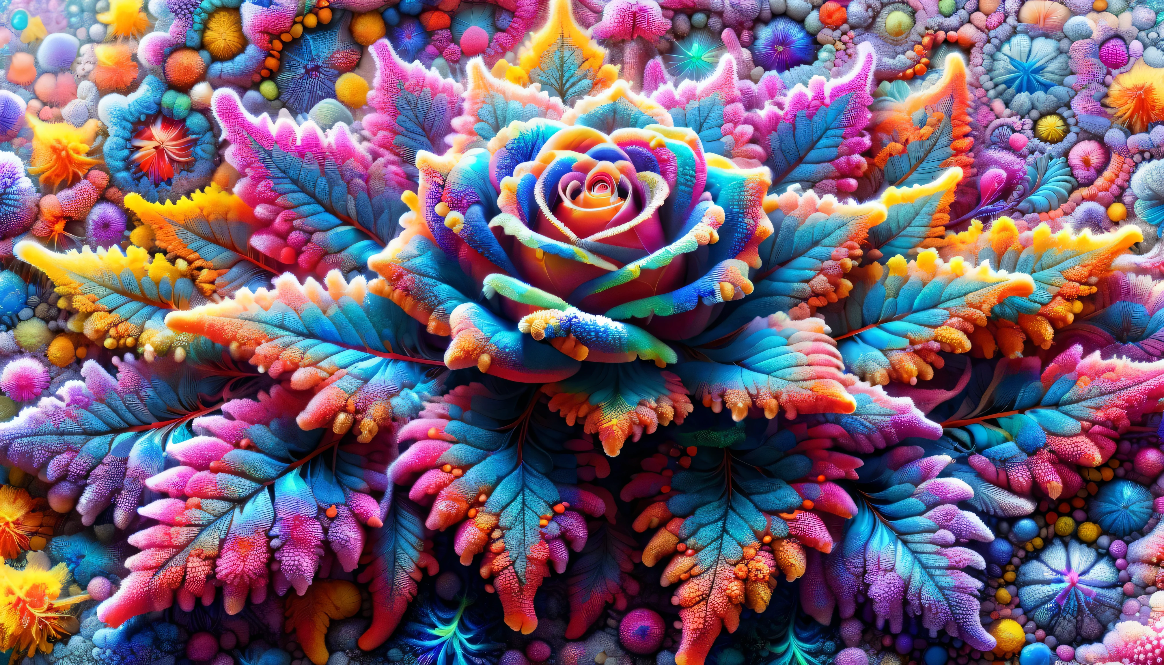 mycelium,ral-trichom,,surrealism,Fractal Art,
a brightly colored、rose with sparkling petals,