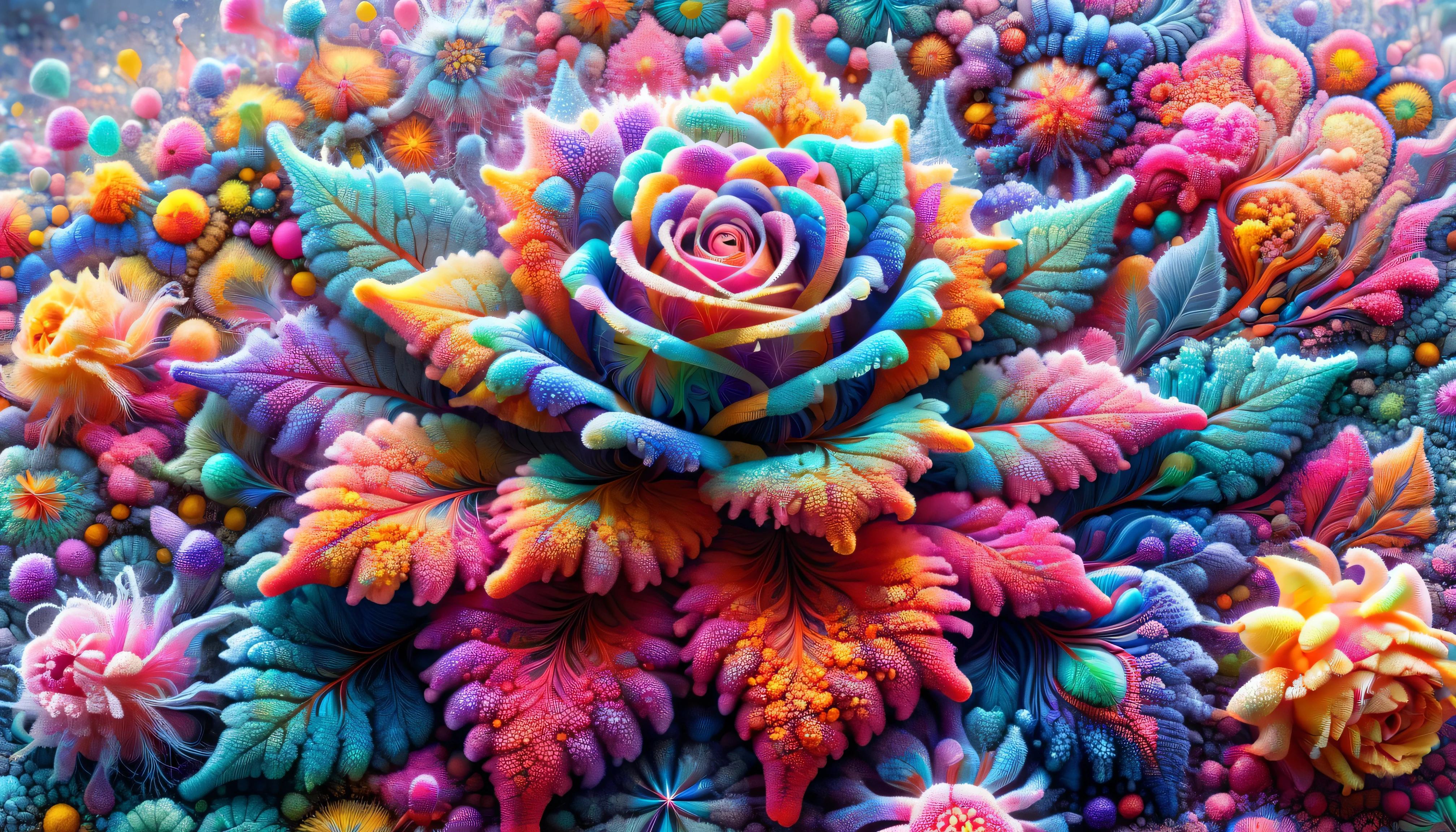 mycelium,ral-trichom,,surrealism,Fractal Art,
a brightly colored、rose with sparkling petals,