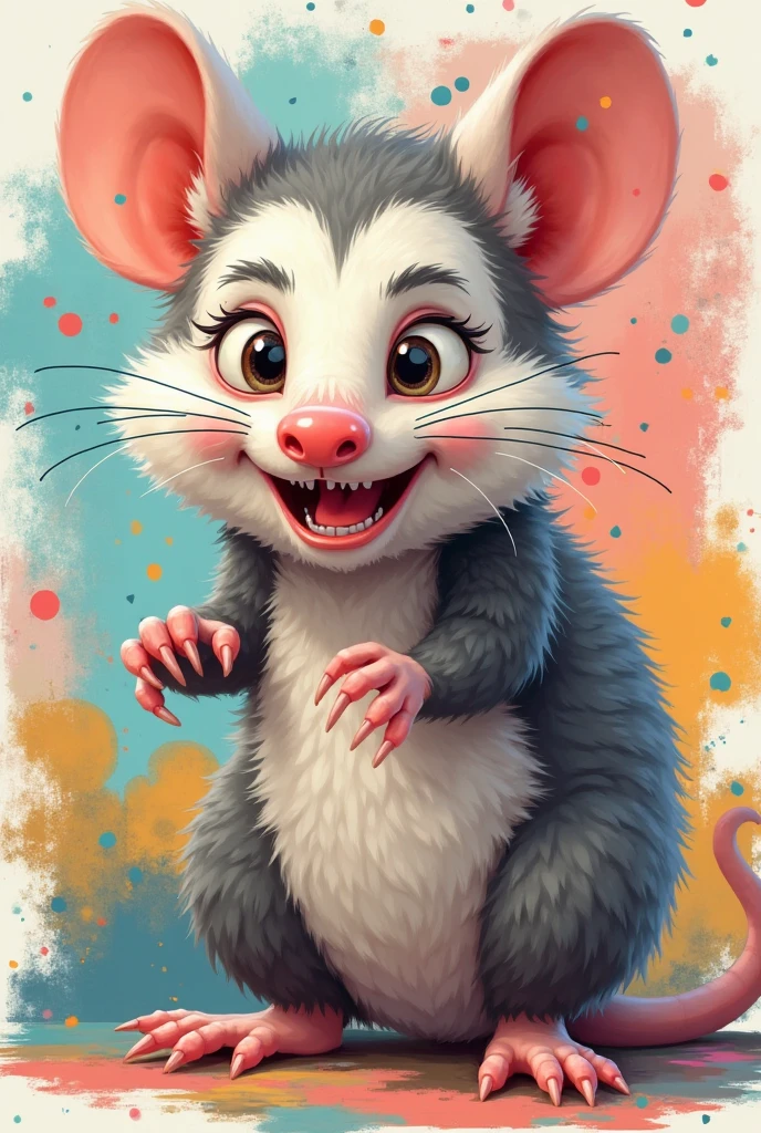 Can you make me a possum in the style of Bongobs cat for striming and copy the drawing style only