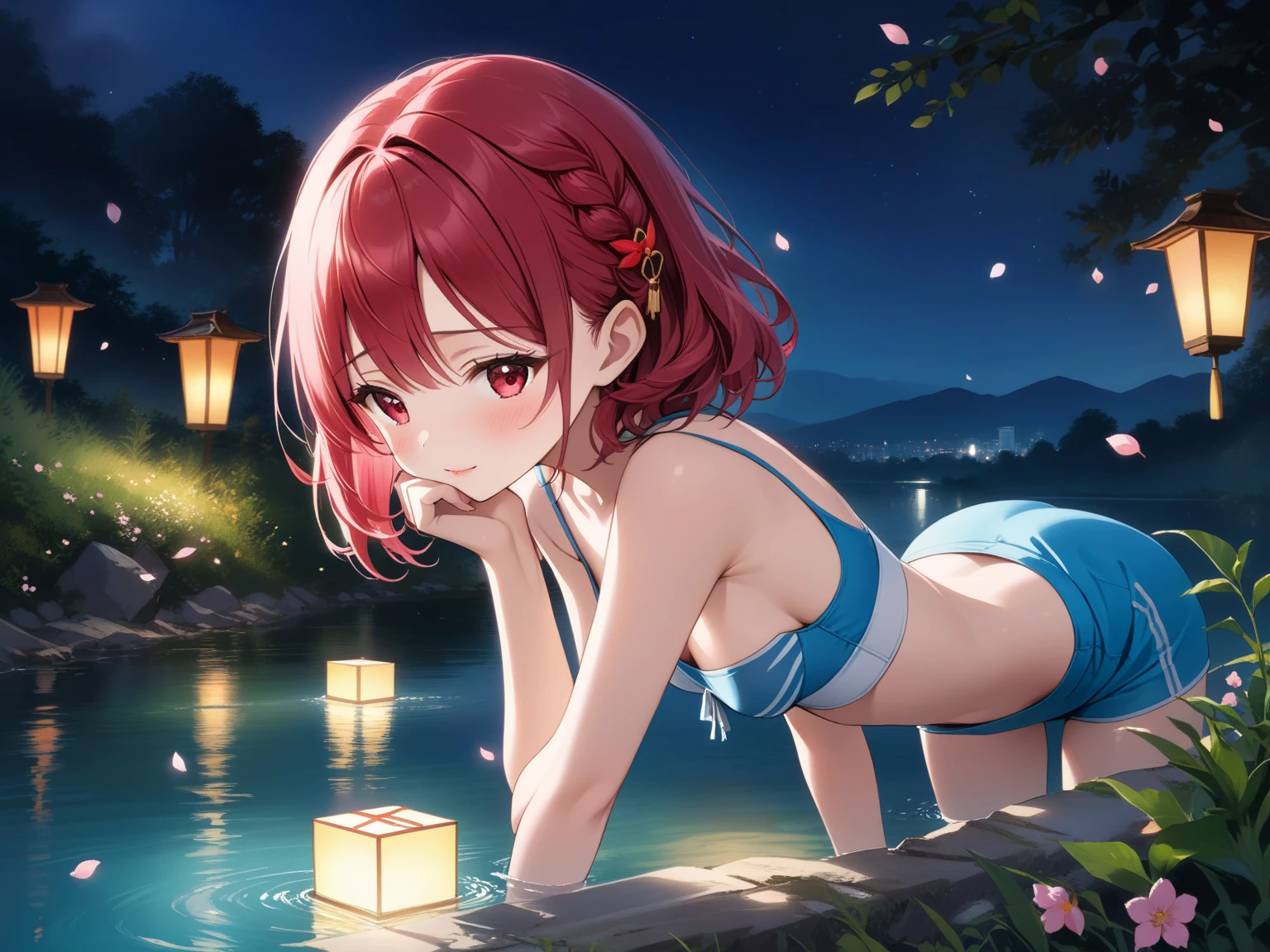 Chica, en bikini rojo,