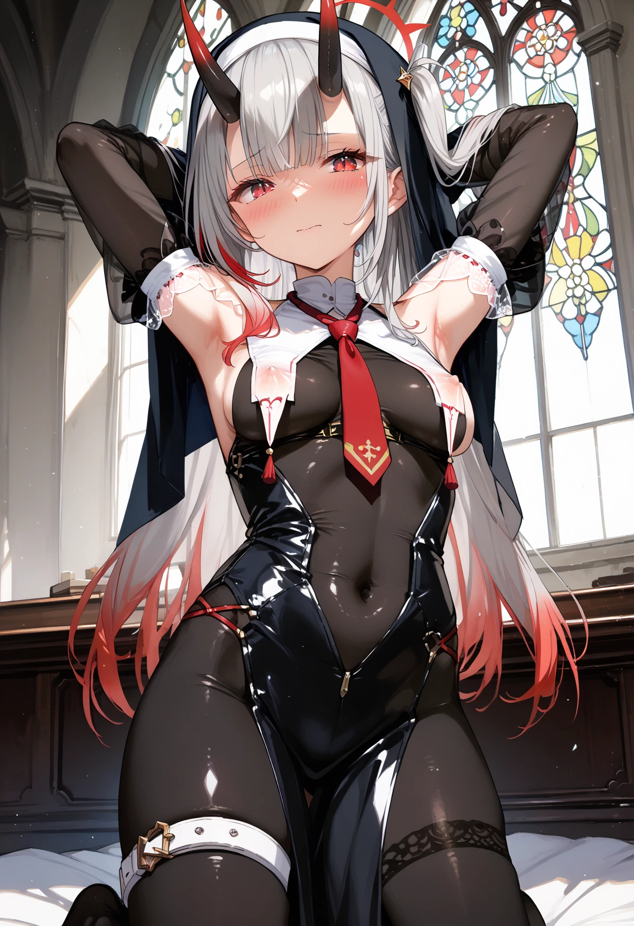 1girl, psgscanty, red skin, evil smile, looking at viewer, horns, v-shaped eyebrows, jacket, red necktie, skirt, nsfw, (((gangbang))), cum, cum in pussy, cum in ass, ((bukkake:1.4)), ((facial:1.4)), ((excessive cum)), cum on face, cum on hair, cum on clithes, cum on body, cum on breasts