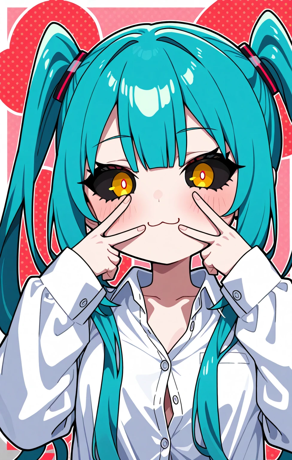 empty eyes, drooling, Hatsune Miku,