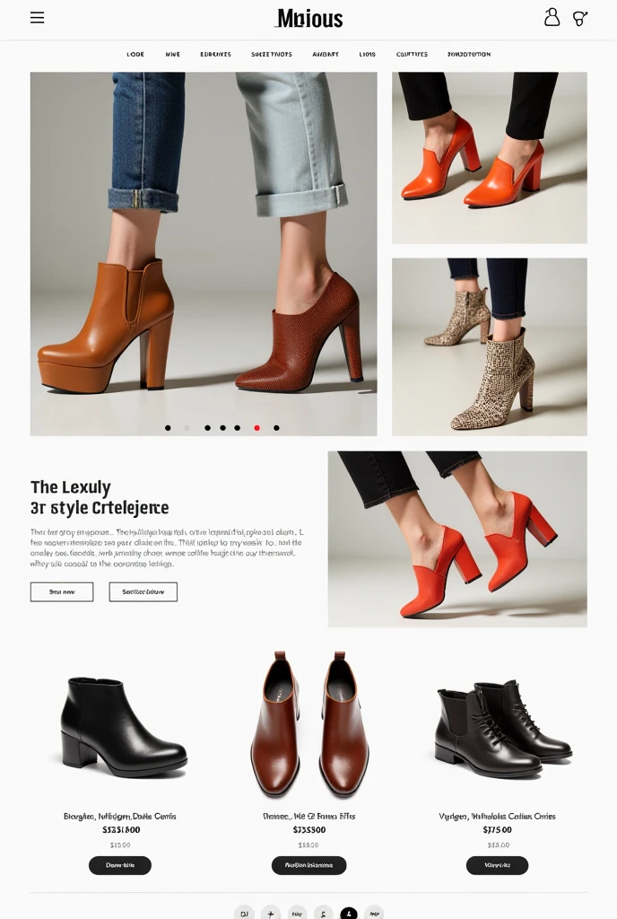 E-Commerce store. Clothing store. Thumbnail and front page. Women clothing shoes. Generate this match store front page thumbnail fashion heaven stone name. Write your template fashion heaven store name.
