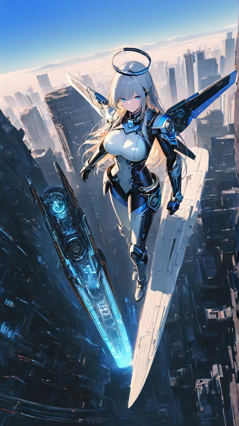 (masterpiece, highest quality, best quality, official art, aesthetics :1.2),  (fractal art :1.4),
a girl flying over a futuristic city, (flying:1.4), (futuristic city:1.4),(Thick Body:1.4), (Long Blond Hair:1.4), Green Eyes, HDR (High Dynamic Range), Ray Tracing, NVIDIA RTX, Super-Resolution, Unreal 5, Subsurface Scattering, PBR Texturing, Post-Processing, Anisotropic Filtering, Depth-Of-Field ,Maximum Clarity And Sharpness, Multi-Layered Textures, Albedo And Specular Maps, Surface Shading, Accurate Simulation Of Light-Material Interaction, Octane Render, Two-Tone Lighting, Low ISO, White Balance, Rule Of Thirds, Wide Aperture, 8K RAW, Efficient Sub-Pixel, Sub-Pixel Convolution, (Luminescent Particles:1.4), {{Masterpiece, Best Quality, Extremely Detailed CG, Unity 8k Wallpaper, 3D, Cinematic Lighting, Lens Flare}},