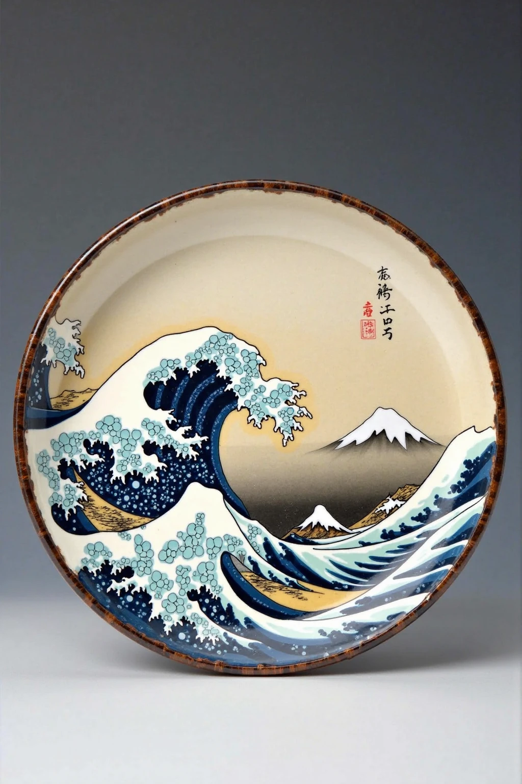 Dish Ceramics, Hokusai paintings, Ukiyo-e of large waves,