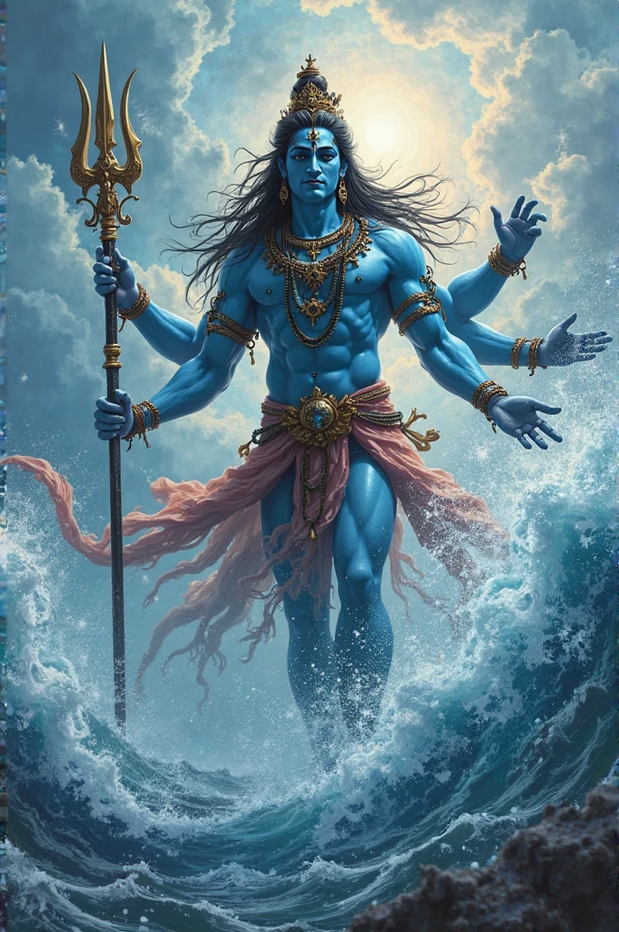 Shankar Bhagwan ke Gale Mein saamp Aur gun bahut Sare Shark aur Hath mein bahut bada Chattan uthate Hue aur dusre Hath Mein Trishul aur Barman ki puri Prithvi Ek Hath Mein uthate hue