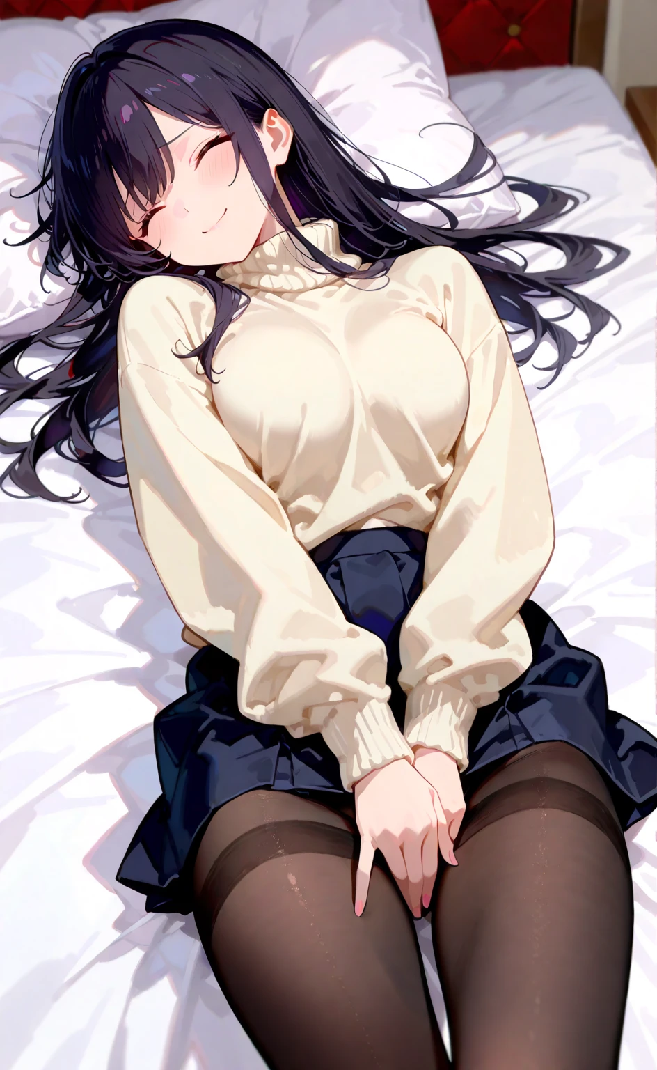 (masterpiece, Highest quality:1.2), Mature Woman、40 years old、Black long hair、wrinkle、White tight sweater、Flesh-colored jacket、White short skirt、room