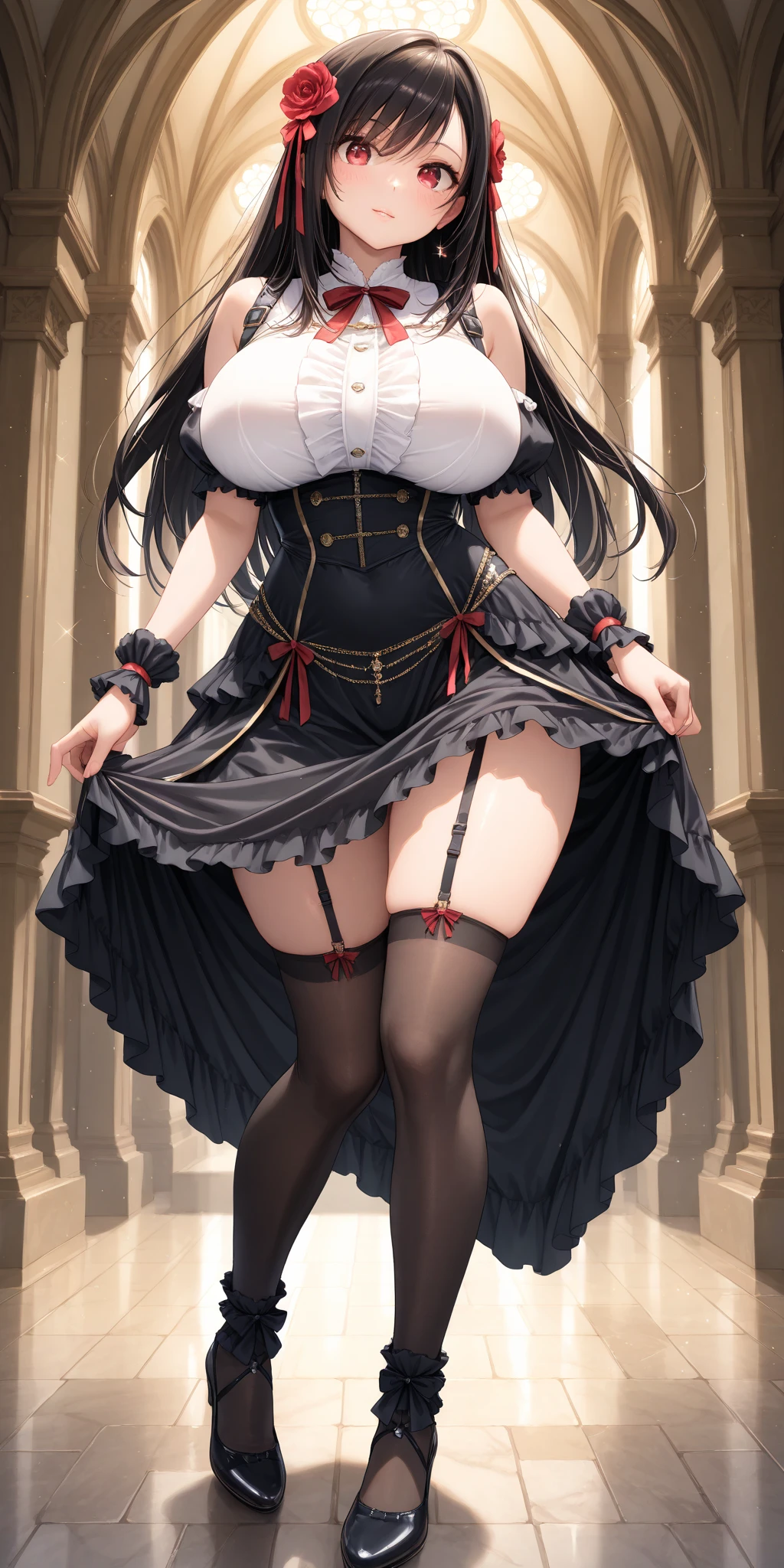 girl,Large Breasts,long hair,Topless,Bow,