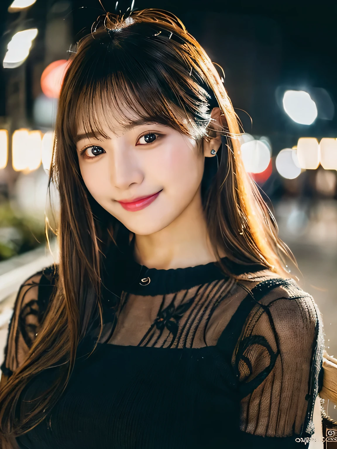 (masutepiece:1.3), High resolution, ultra-detailliert, the Extremely Detailed CG Unity 8K Wallpapers, Realistic, Photorealsitic, Raw photo, beautifull detailed face, pale skin, Realistic glitter skin, Detailed Cloth Texture, detailed hair texture, Perfect body, Beautiful face, 准确, Anatomically correct, Highly detailed face and skin texture, Natural neck length, (Beautiful hands), (Fair skin:1.2), thin legs, Thin feet, (Teeth are neatly arranged:1.1), Sweaty skin, 
BREAK, 
Detailed eyes, symmetrical eye, Light brown eyes, Double eyelids, Thin eyebrows, (Glossy lips:1.4), ((Pretty smile:1.2)), (blush:1.1), (small shiny hair ornament:1.1), 
BREAK, 
(elegant girl:1.3), (wearing a tight dress (qipao dress:1.2) There is a white floral pattern), 
BREAK, 
Large breasts, Slender figure, Firm abs, 
((up do hairstyle, dark brown  hair, Wavy Hair, Long hair, asymmetricalbangs:1.2)), (Close-up shot shots:1.2), (A sideways glance at the audience:1.1), From next to me, 
BREAK, 
((sit on stairs，Gently lift your chin in Odaiba:1.2)), ((Huge colorful fireworks bloom in the night sky:1.2)),