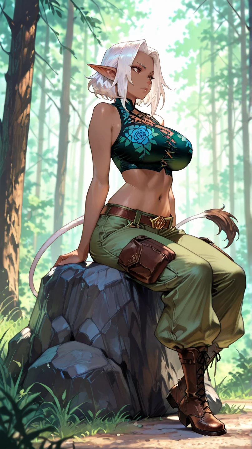 close shot, hikage \(senran kagura\), crop top, slit pupils, open fly, open belt, jeans, torn clothes, neck tattoo, breast tattoo, pubic tattoo, soaking feet, looking at viewer, forest, pond, <lora:Hikage V1:0.6>
<lora:add_detail:1.2>
<lyco:GoodHands-beta2:1>