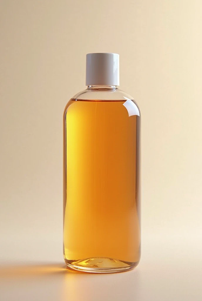 Woman with shiny and long hair with white hair oil bottle, bottle should be small